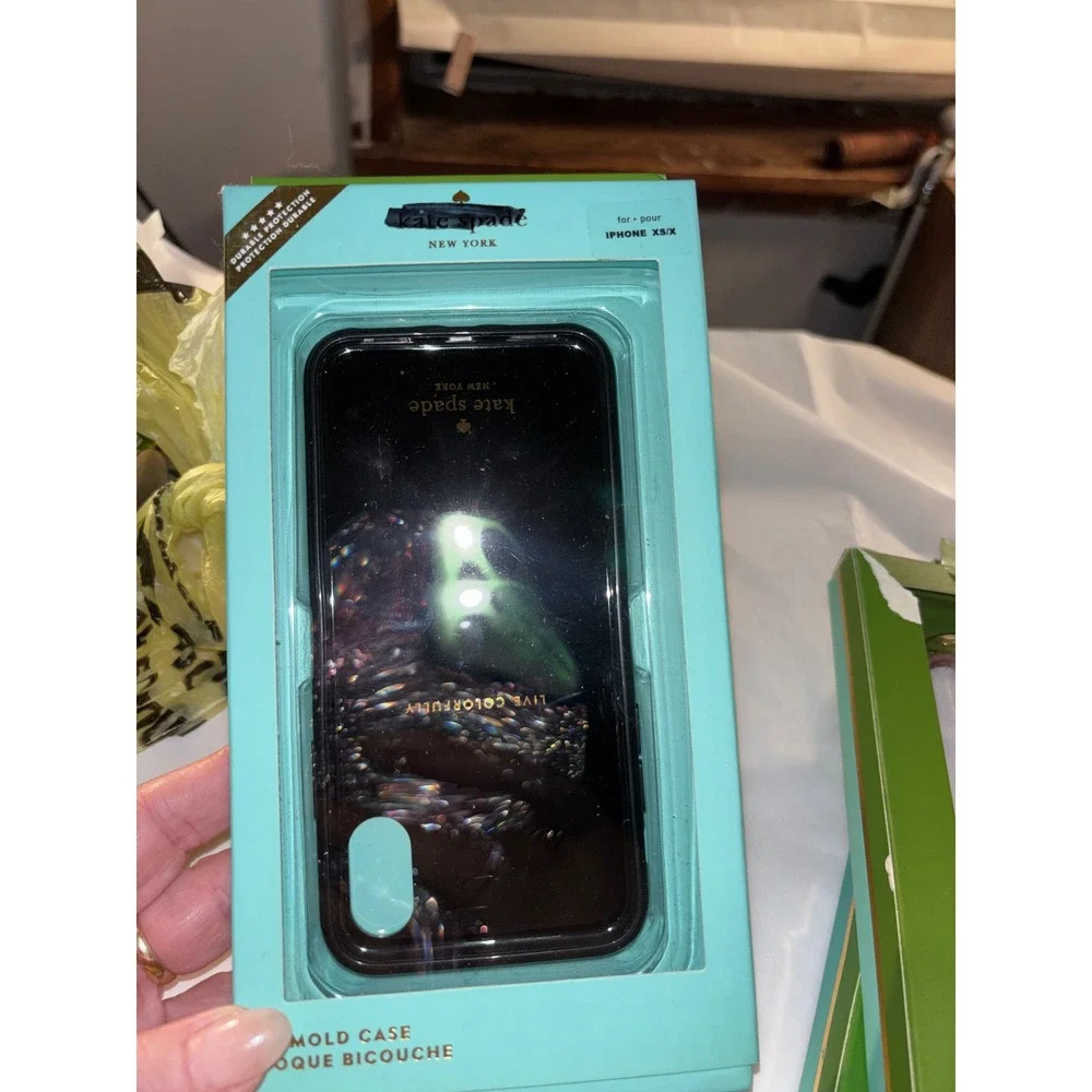 Kate Spade New York iPhone XS X Case Black Scattered Hearts Hardshell Cover